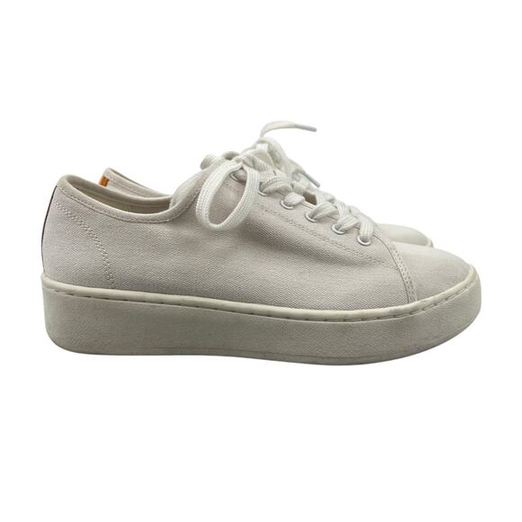 J Crew Womens 6 Sneakers White Canvas Platform Low Top Lace Up Casual Shoes - Picture 1 of 12